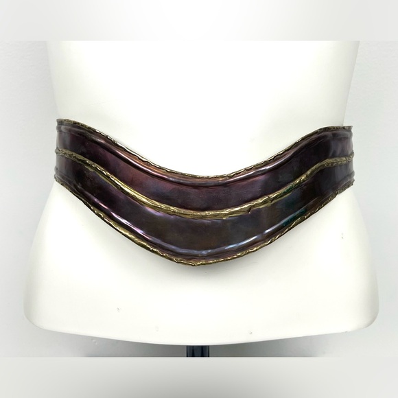 Vintage Handmade Brutalist Hammered Metal Copper Belt - Picture 15 of 16